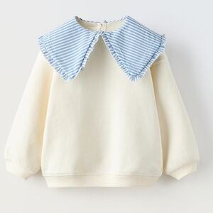 NWT Zara organic cotton blend mixed collar sweatshirt 5Y (4-5Y)
